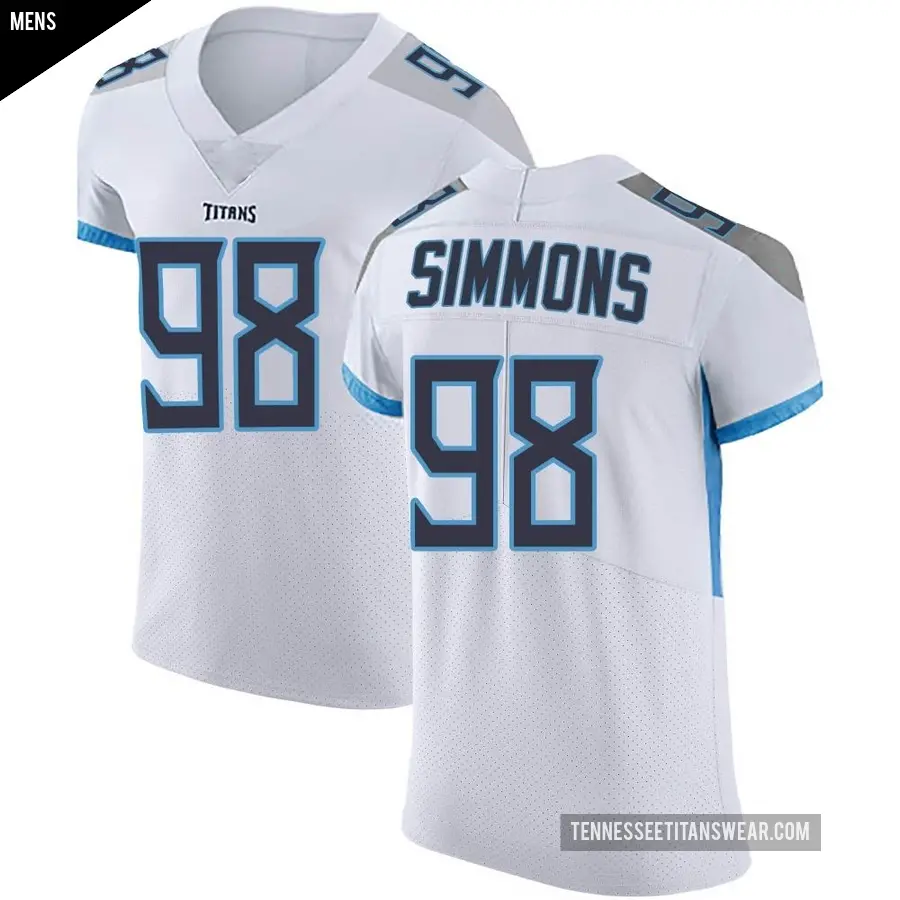 Men's Tennessee Titans ＃98 Jeffery Simmons White Elite Vapor Untouchable Jersey