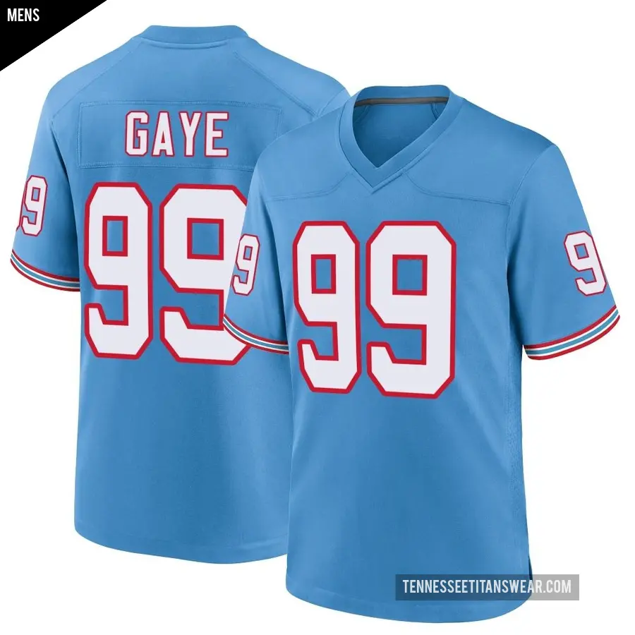 Men's Tennessee Titans ＃99 Ali Gaye Light Blue Game Oilers Throwback Alternate Jersey