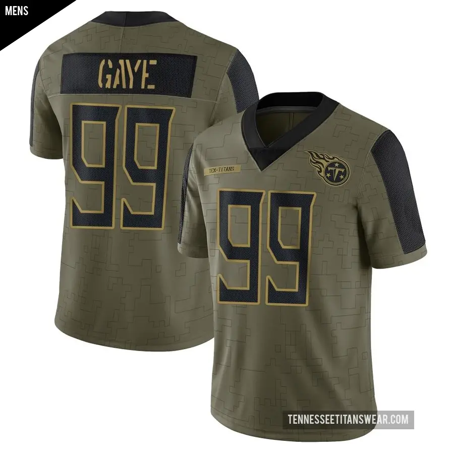 Men's Tennessee Titans ＃99 Ali Gaye Olive Limited 2021 Salute To Service Jersey