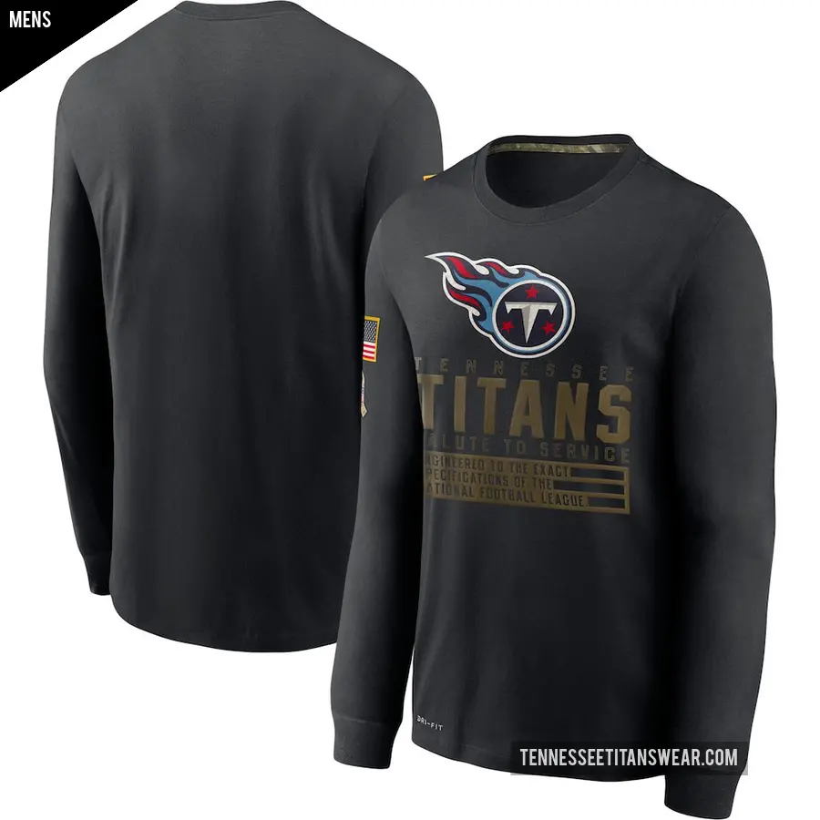 Men's Tennessee Titans Black 2020 Salute to Service Sideline Performance Long Sleeve T-Shirt