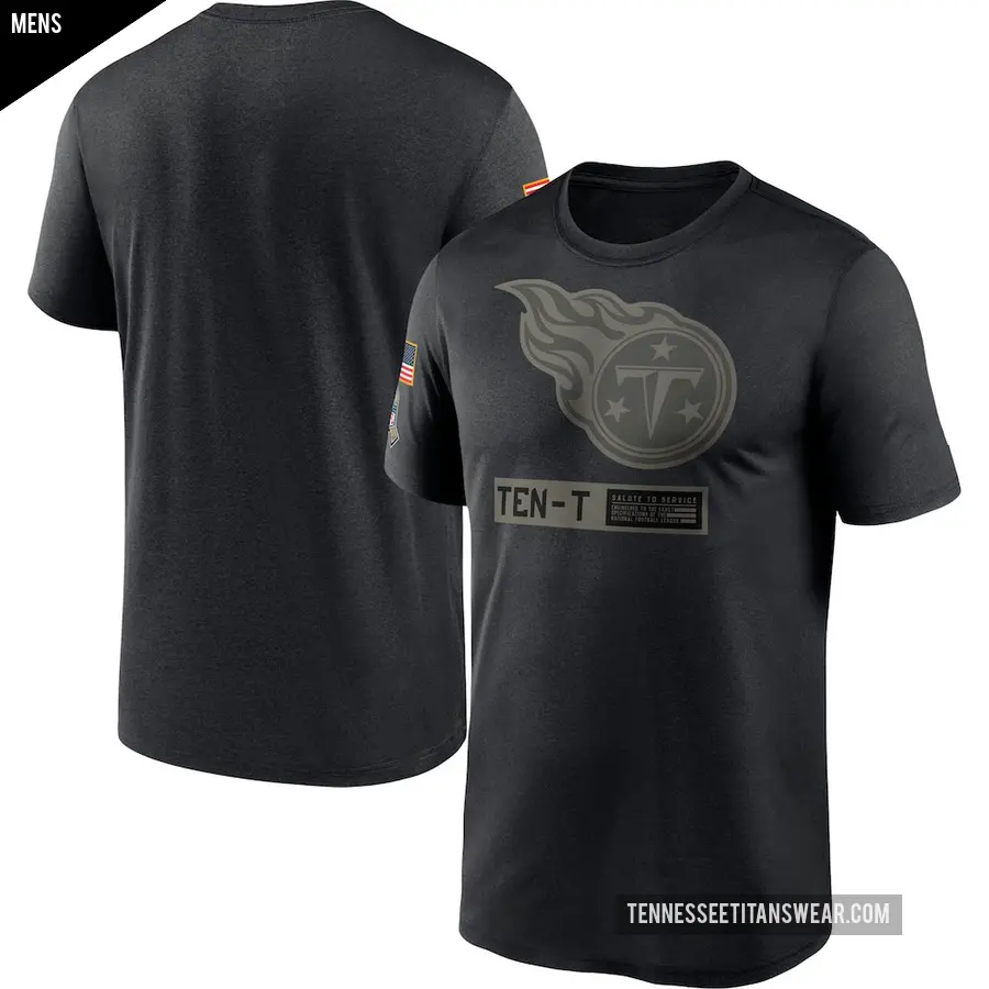 Men's Tennessee Titans Black 2020 Salute to Service Team Logo Performance T-Shirt