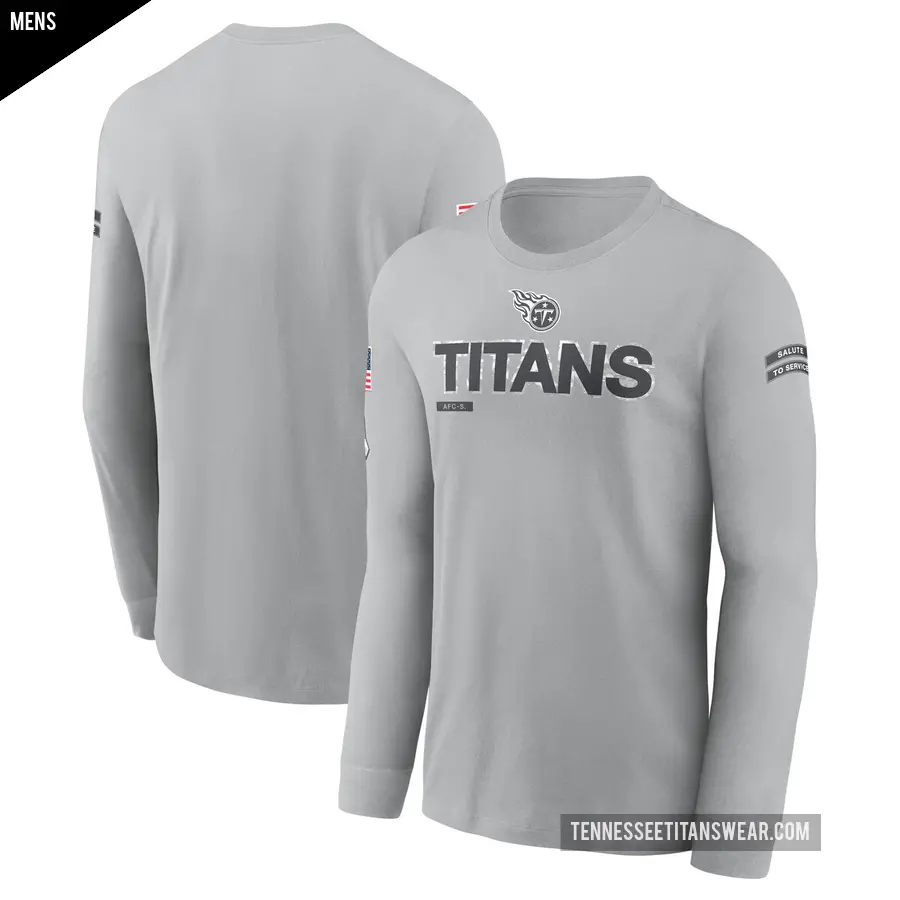 Men's Tennessee Titans Gray 2024 Salute To Service Long Sleeve T-Shirt