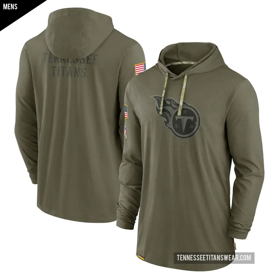 Men's Tennessee Titans Olive 2022 Salute to Service Tonal Pullover Hoodie