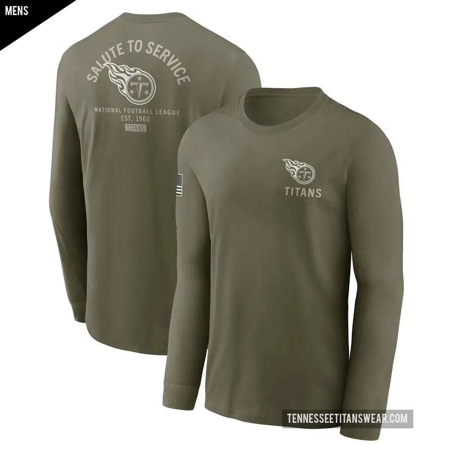 Men's Tennessee Titans Olive 2025 Salute to Service Sideline Long Sleeve T-Shirt
