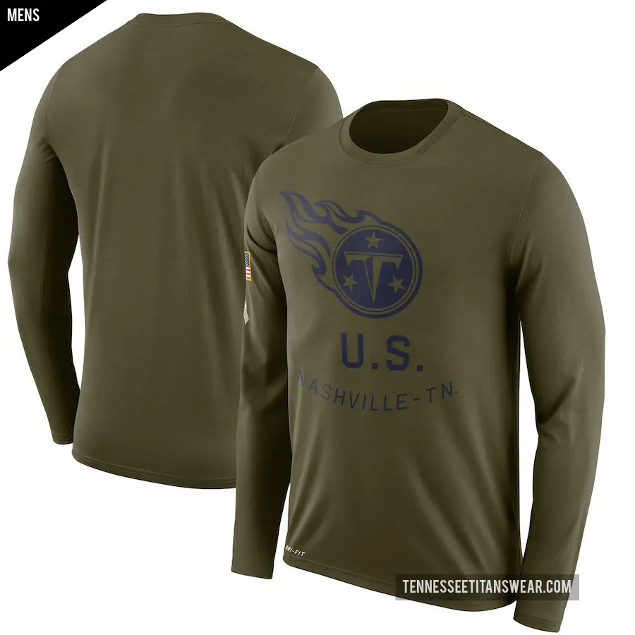 Men's Tennessee Titans Olive Legend 2018 Salute to Service Sideline Performance Long Sleeve T-Shirt