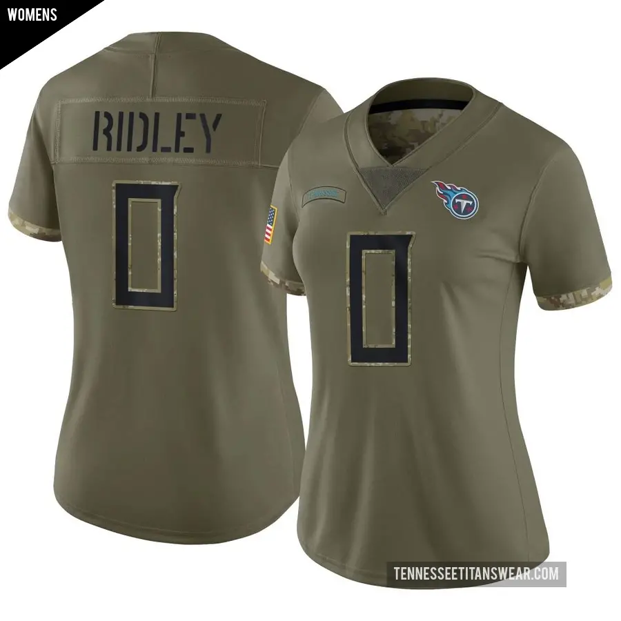 Women's Tennessee Titans ＃0 Calvin Ridley Olive Limited 2022 Salute To Service Jersey