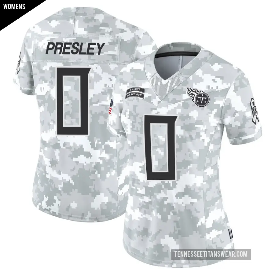 Women's Tennessee Titans ＃0 Hal Presley Arctic Camo Limited 2024 Salute to Service Jersey
