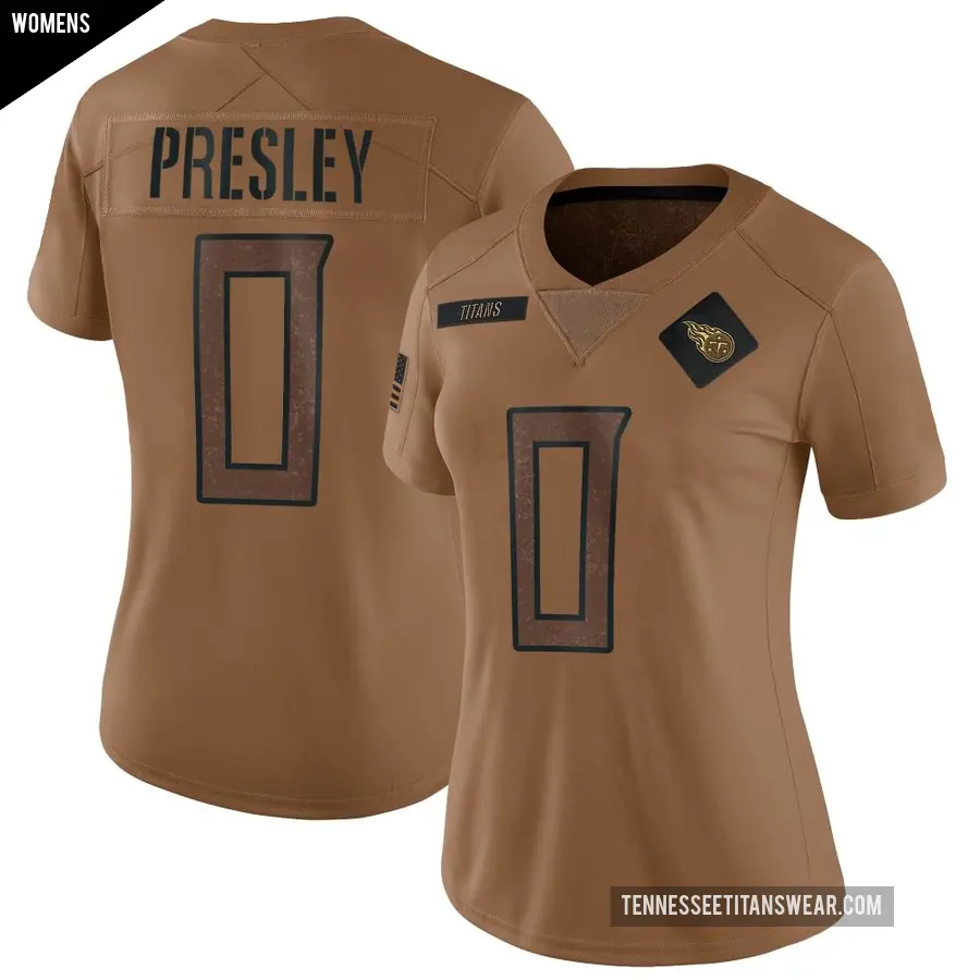 Women's Tennessee Titans ＃0 Hal Presley Brown Limited 2023 Salute To Service Jersey