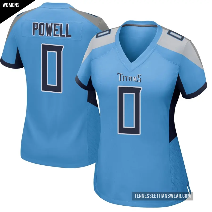 Women's Tennessee Titans ＃0 Mani Powell Light Blue Game Jersey