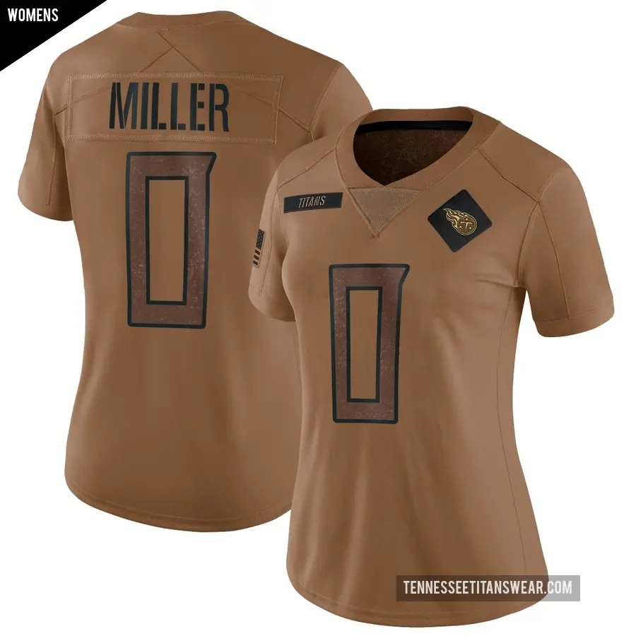 Women's Tennessee Titans ＃0 Rasheed Miller Brown Limited 2023 Salute To Service Jersey