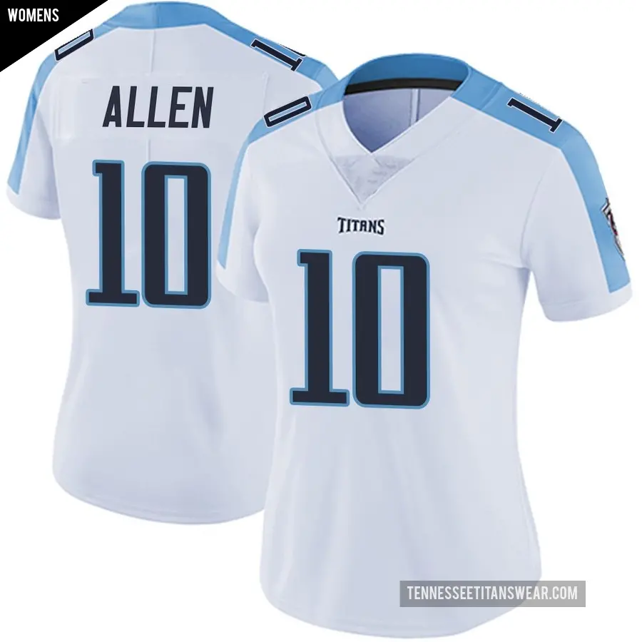 Women's Tennessee Titans ＃10 Brandon Allen White Limited Vapor Untouchable Jersey
