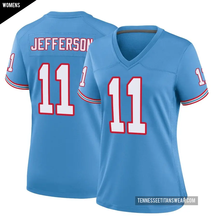 Women's Tennessee Titans ＃11 Van Jefferson Light Blue Game Oilers Throwback Alternate Jersey