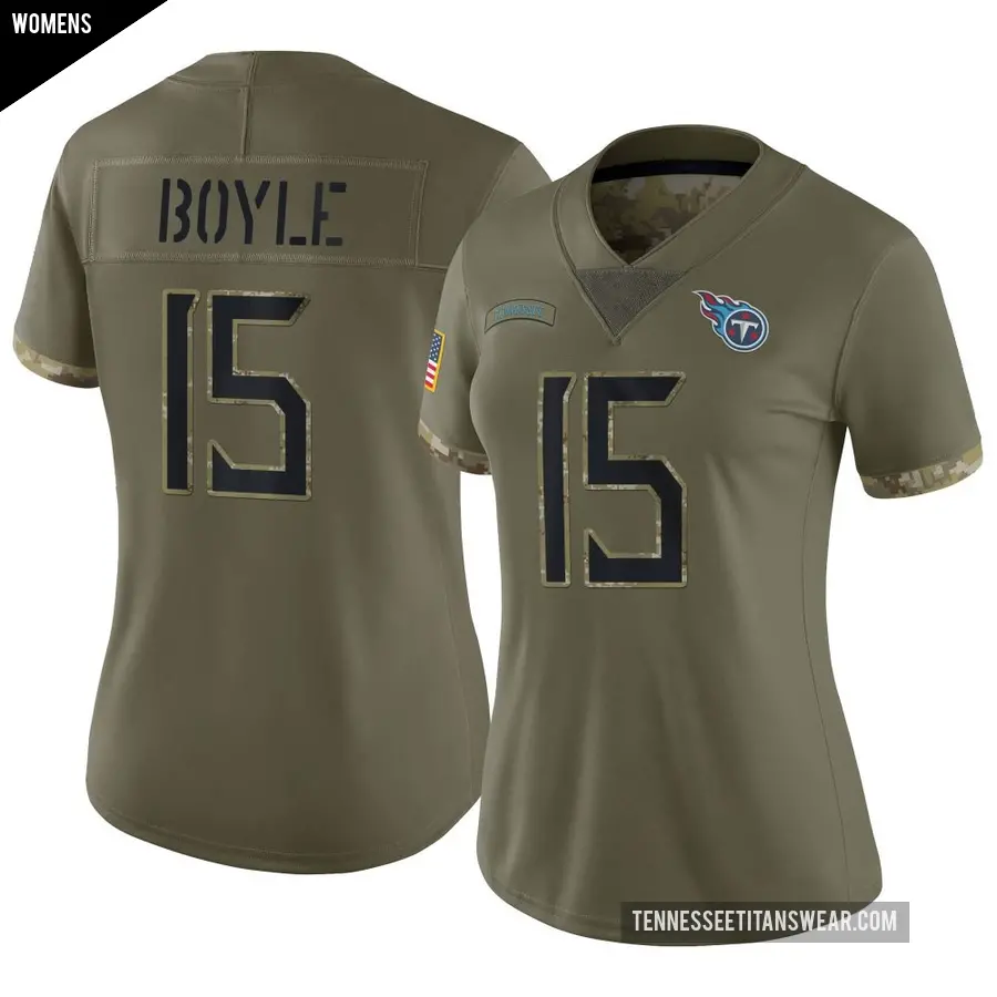 Women's Tennessee Titans ＃15 Tim Boyle Olive Limited 2022 Salute To Service Jersey
