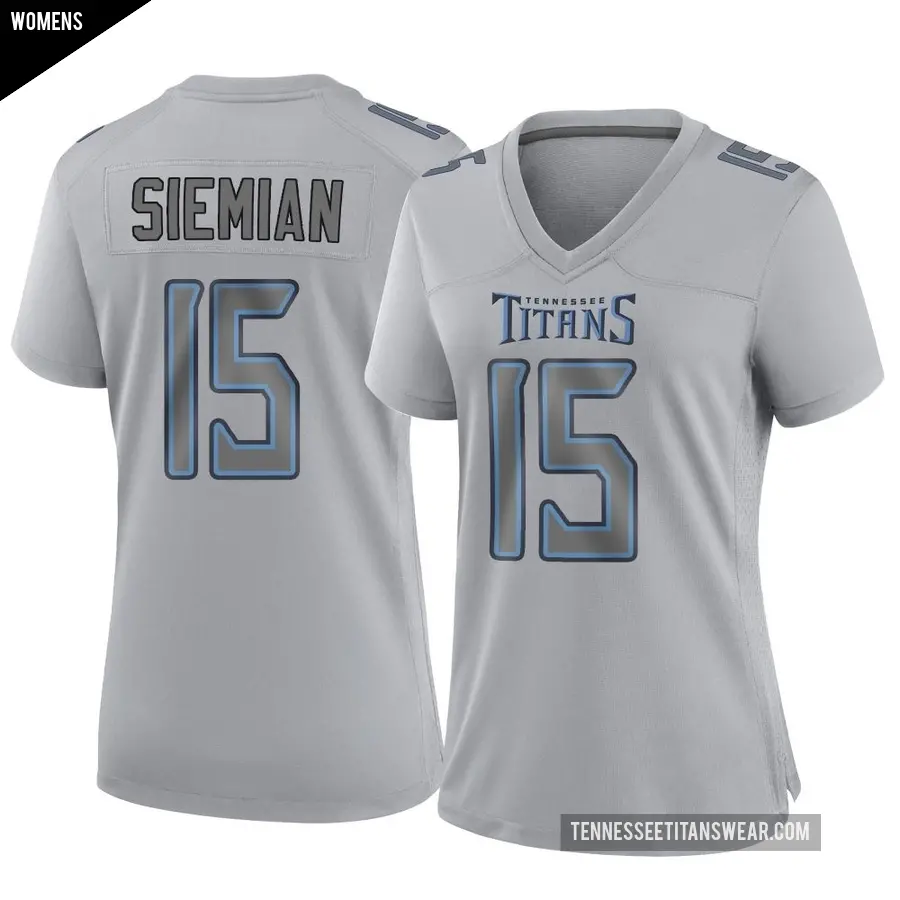 Women's Tennessee Titans ＃15 Trevor Siemian Gray Game Atmosphere Fashion Jersey