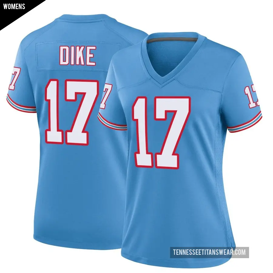 Women's Tennessee Titans ＃17 Chimere Dike Light Blue Game Oilers Throwback Alternate Jersey