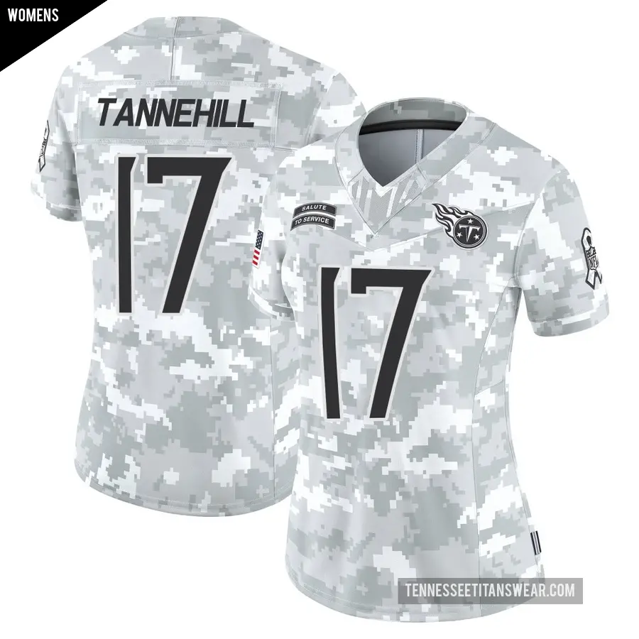 Women's Tennessee Titans ＃17 Ryan Tannehill Arctic Camo Limited 2024 Salute to Service Jersey