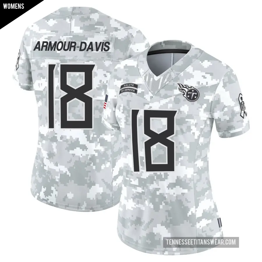 Women's Tennessee Titans ＃18 Jalyn Armour-Davis Arctic Camo Limited 2024 Salute to Service Jersey