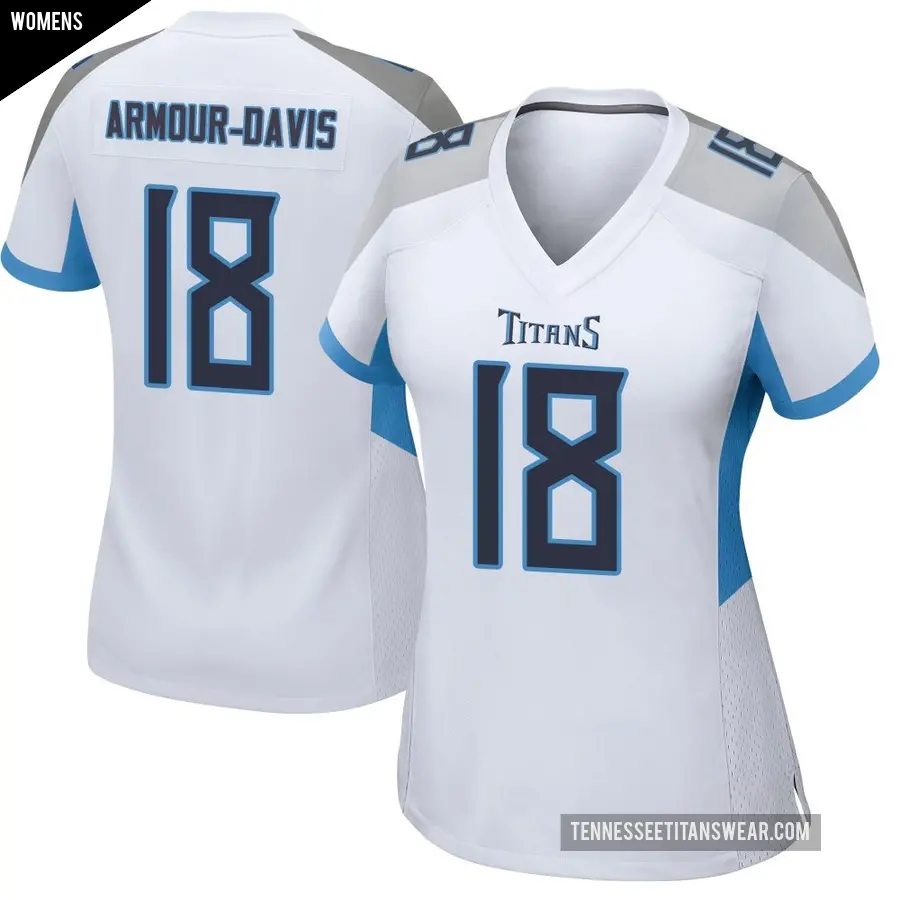 Women's Tennessee Titans ＃18 Jalyn Armour-Davis White Game Jersey
