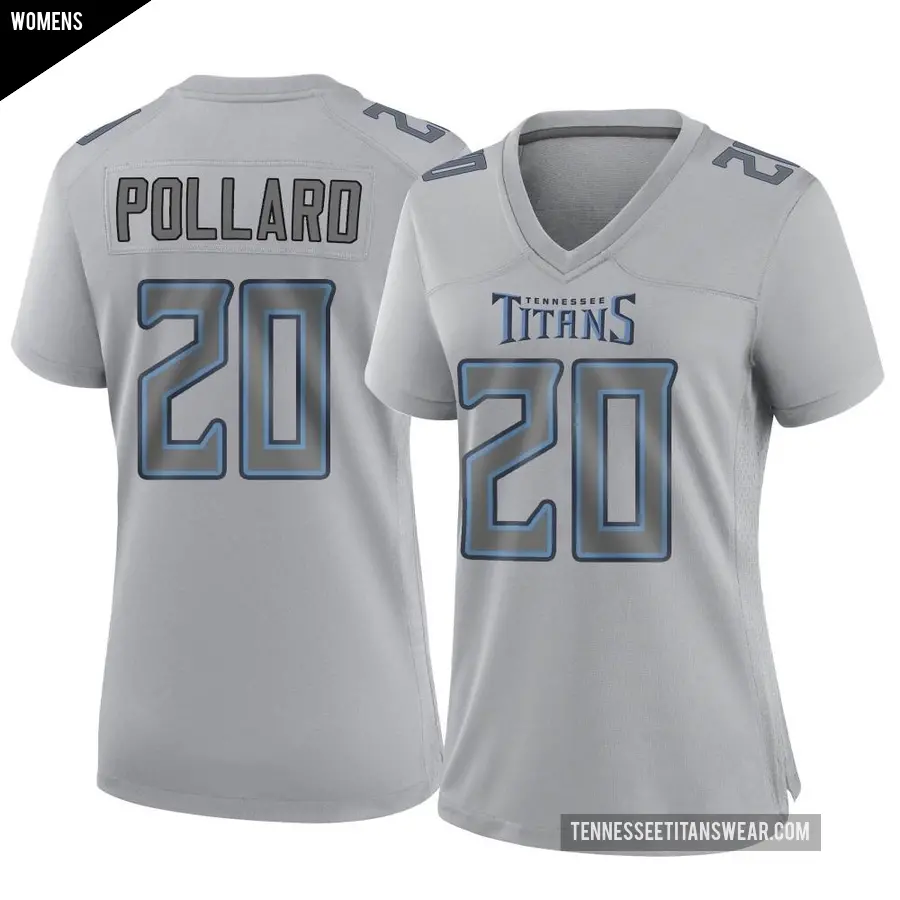 Women's Tennessee Titans ＃20 Tony Pollard Gray Game Atmosphere Fashion Jersey
