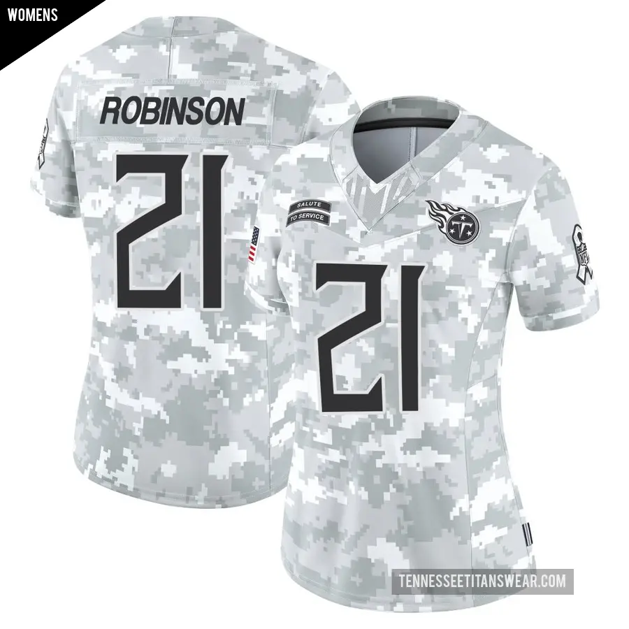 Women's Tennessee Titans ＃21 Micah Robinson Arctic Camo Limited 2024 Salute to Service Jersey