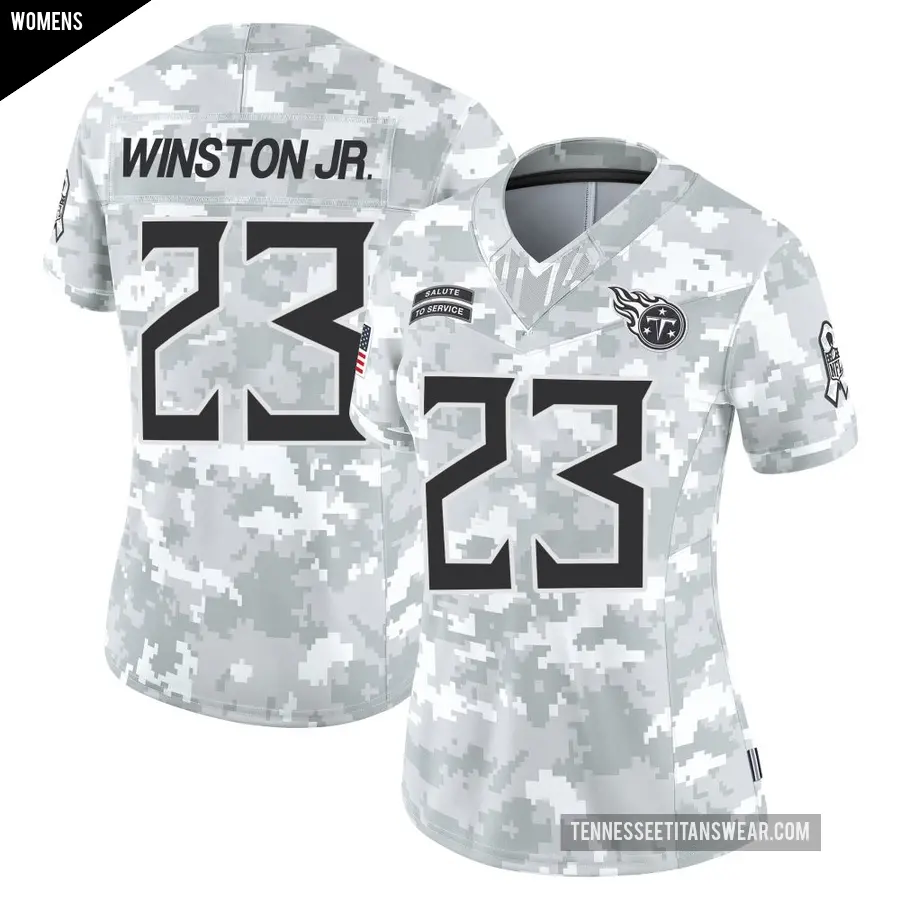 Women's Tennessee Titans ＃23 Kevin Winston Jr. Arctic Camo Limited 2024 Salute to Service Jersey