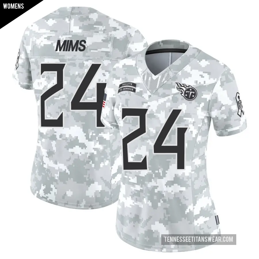 Women's Tennessee Titans ＃24 Jordan Mims Arctic Camo Limited 2024 Salute to Service Jersey