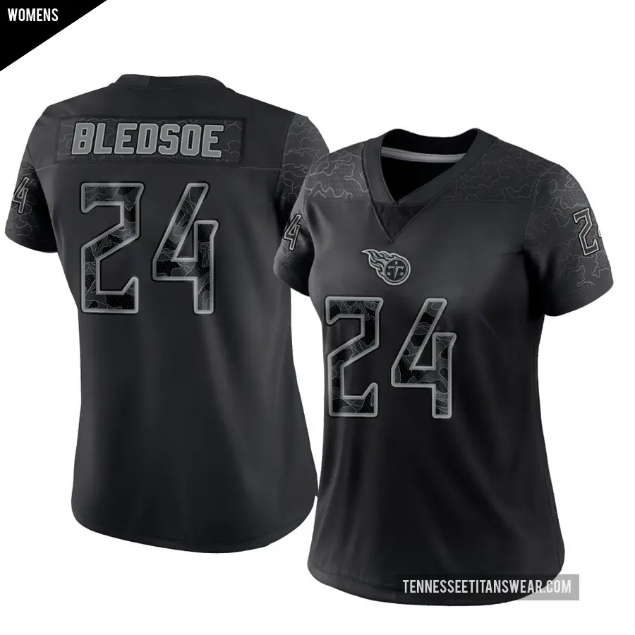 Women's Tennessee Titans ＃24 Joshuah Bledsoe Black Limited Reflective Jersey