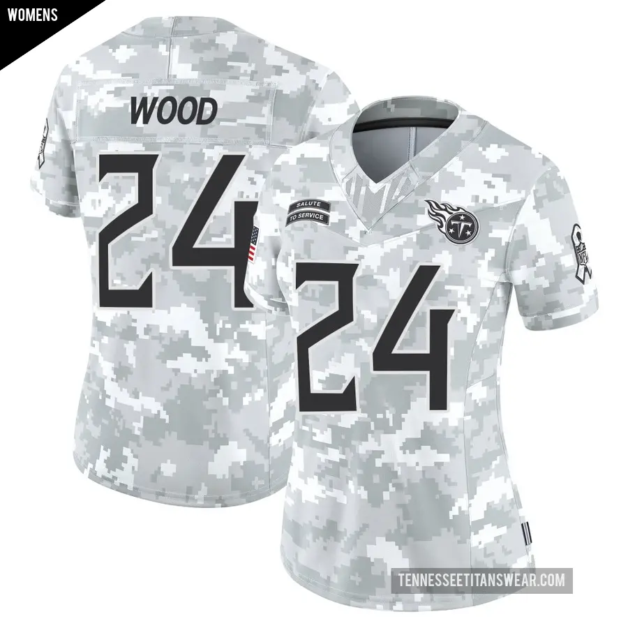 Women's Tennessee Titans ＃24 Julius Wood Arctic Camo Limited 2024 Salute to Service Jersey