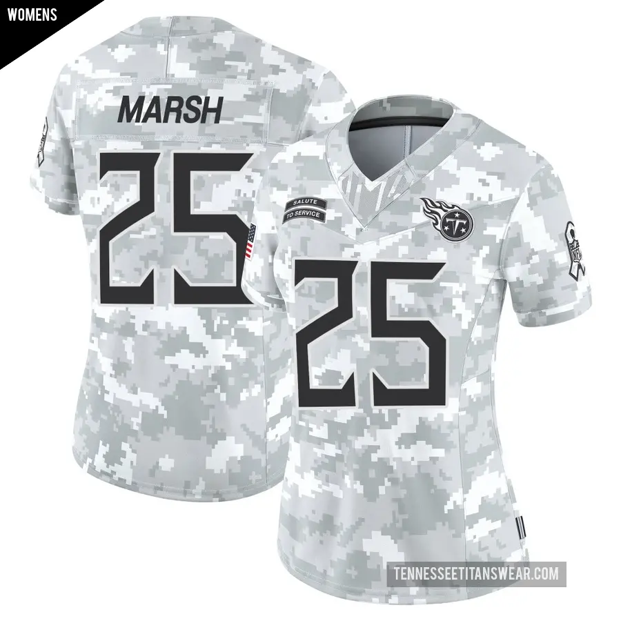 Women's Tennessee Titans ＃25 Armani Marsh Arctic Camo Limited 2024 Salute to Service Jersey