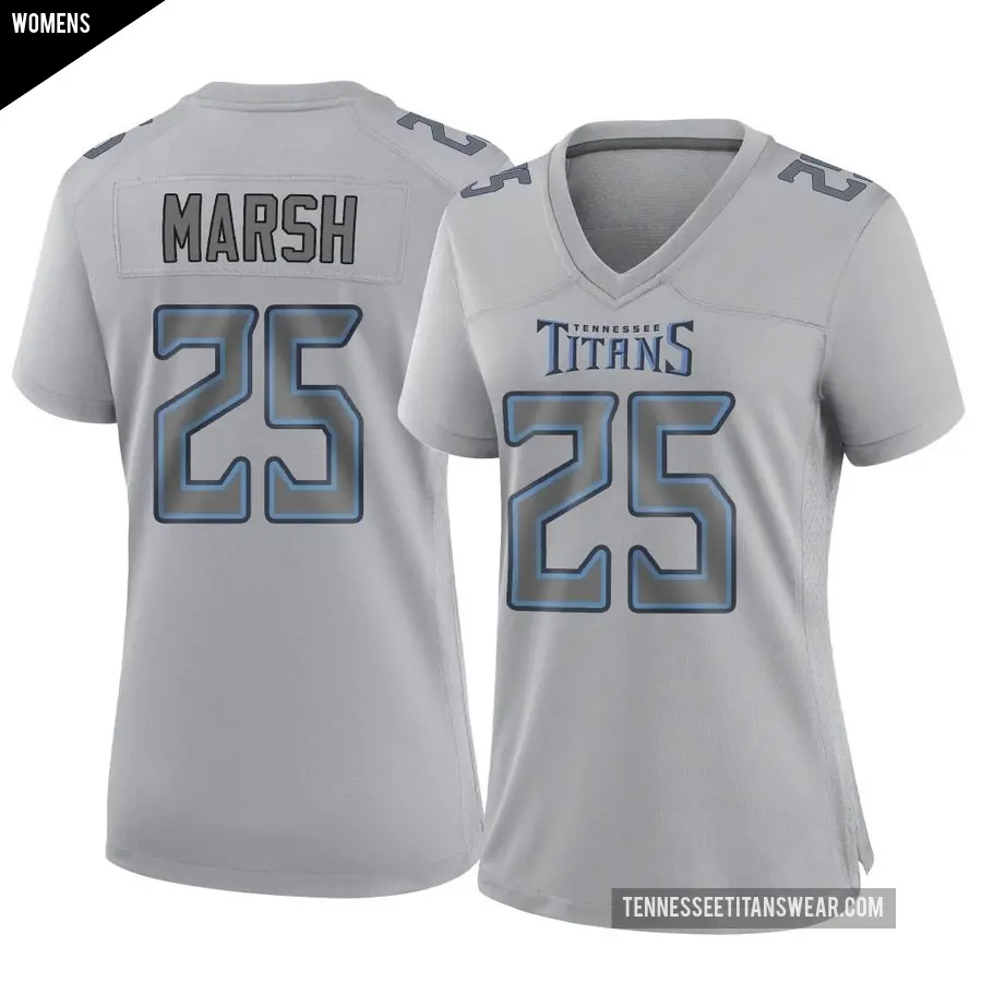 Women's Tennessee Titans ＃25 Armani Marsh Gray Game Atmosphere Fashion Jersey