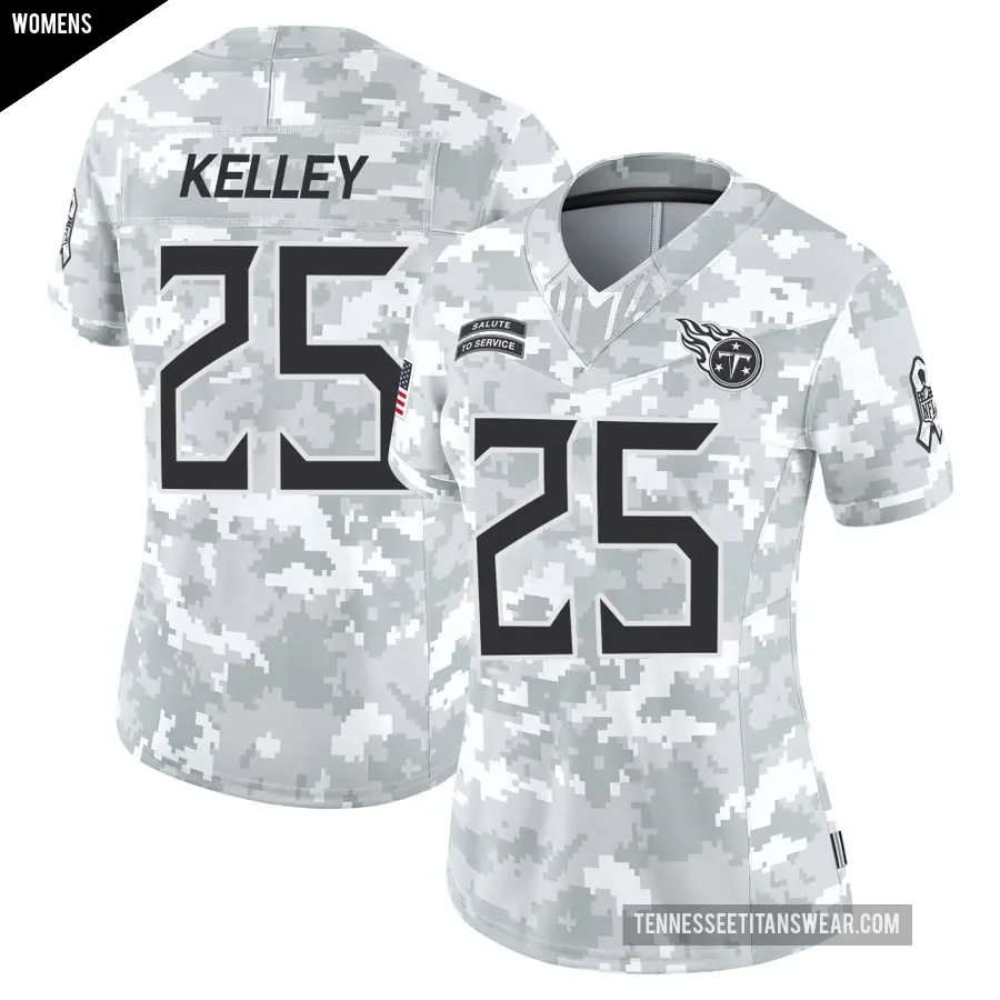 Women's Tennessee Titans ＃25 Joshua Kelley Arctic Camo Limited 2024 Salute to Service Jersey