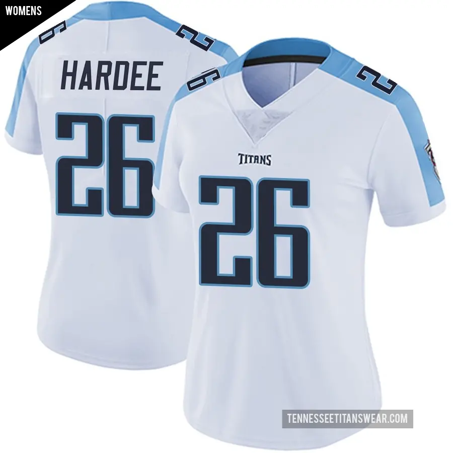 Women's Tennessee Titans ＃26 Justin Hardee Sr. White Limited Vapor Untouchable Jersey
