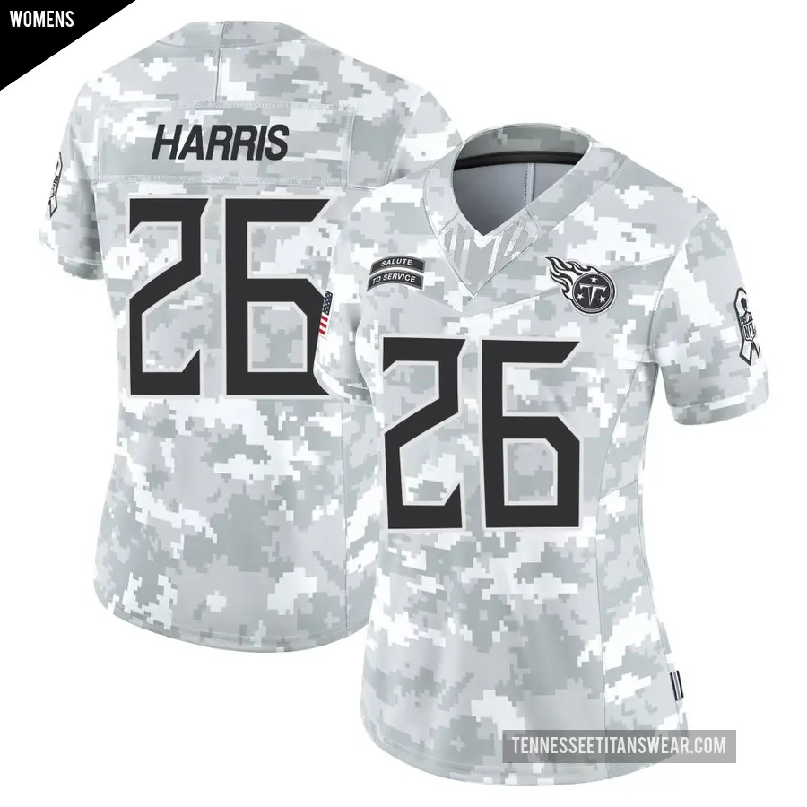 Women's Tennessee Titans ＃26 Marcus Harris Arctic Camo Limited 2024 Salute to Service Jersey