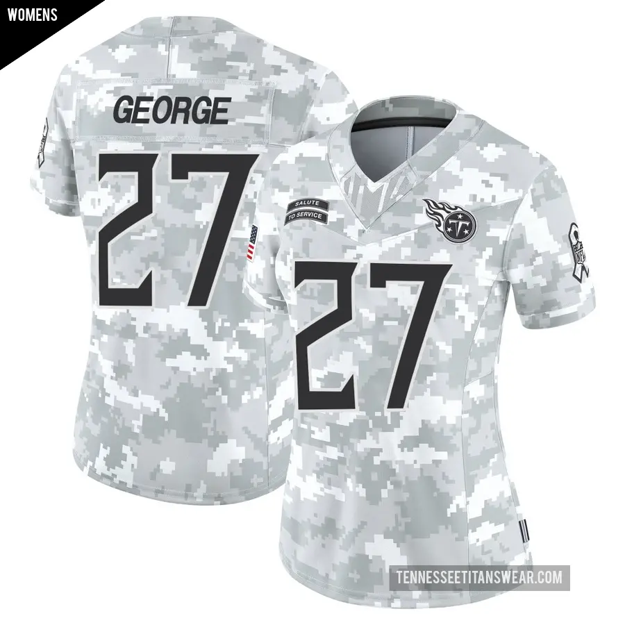 Women's Tennessee Titans ＃27 Eddie George Arctic Camo Limited 2024 Salute to Service Jersey