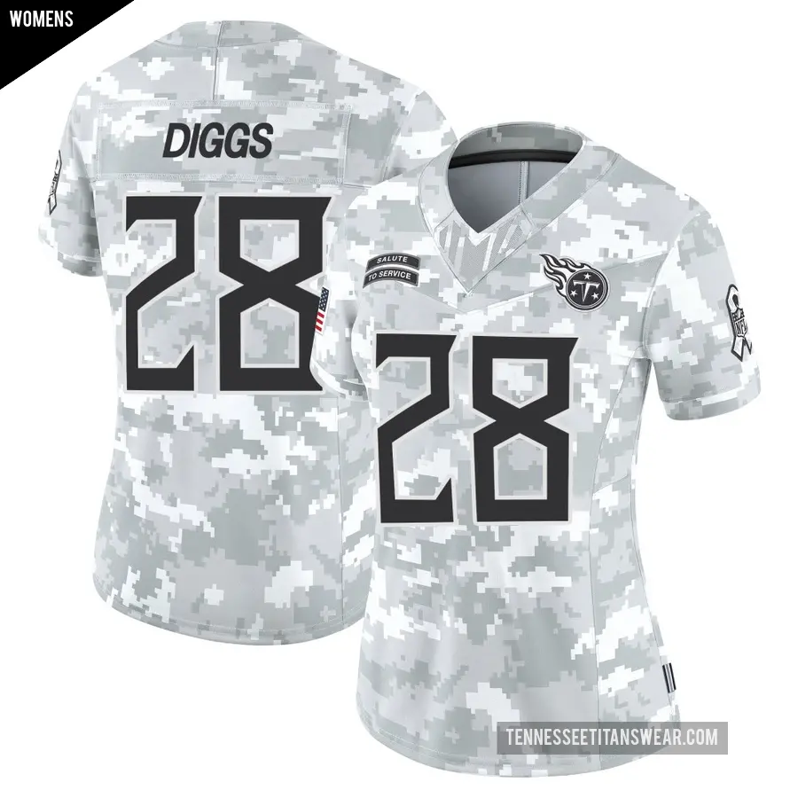 Women's Tennessee Titans ＃28 Quandre Diggs Arctic Camo Limited 2024 Salute to Service Jersey