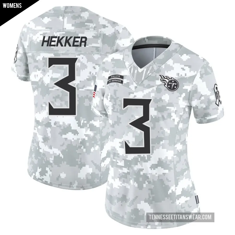 Women's Tennessee Titans ＃3 Johnny Hekker Arctic Camo Limited 2024 Salute to Service Jersey