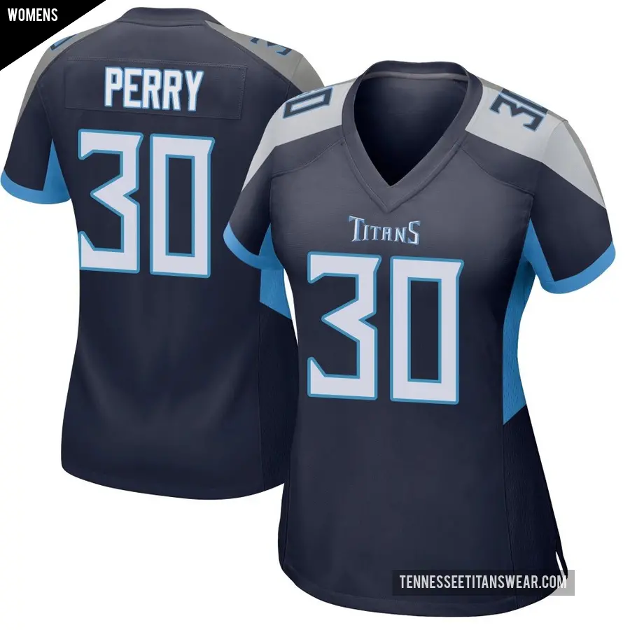 Women's Tennessee Titans ＃30 Mark Perry Navy Game Jersey