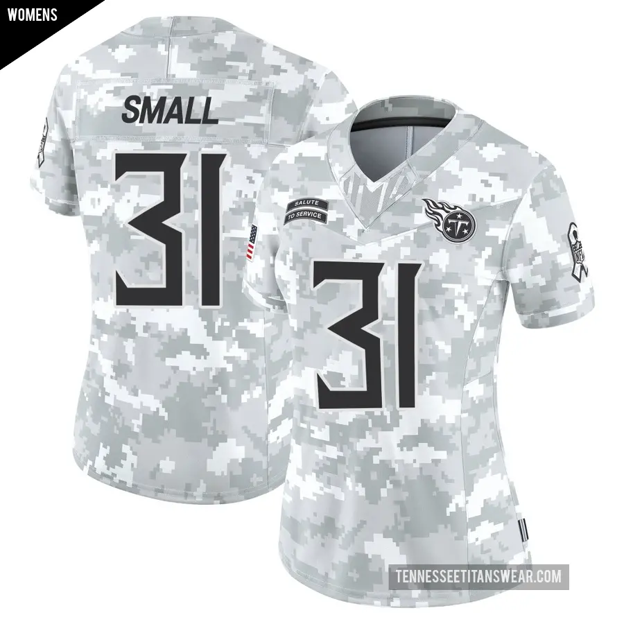 Women's Tennessee Titans ＃31 Jabari Small Arctic Camo Limited 2024 Salute to Service Jersey