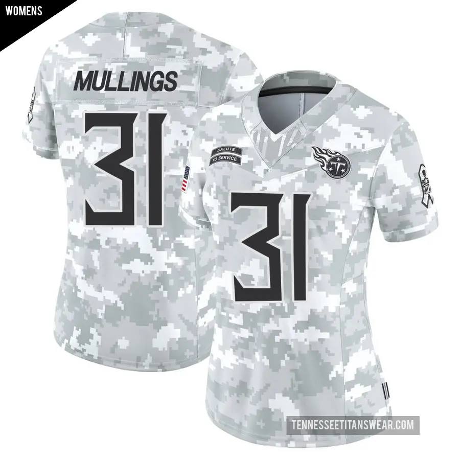 Women's Tennessee Titans ＃31 Kalel Mullings Arctic Camo Limited 2024 Salute to Service Jersey