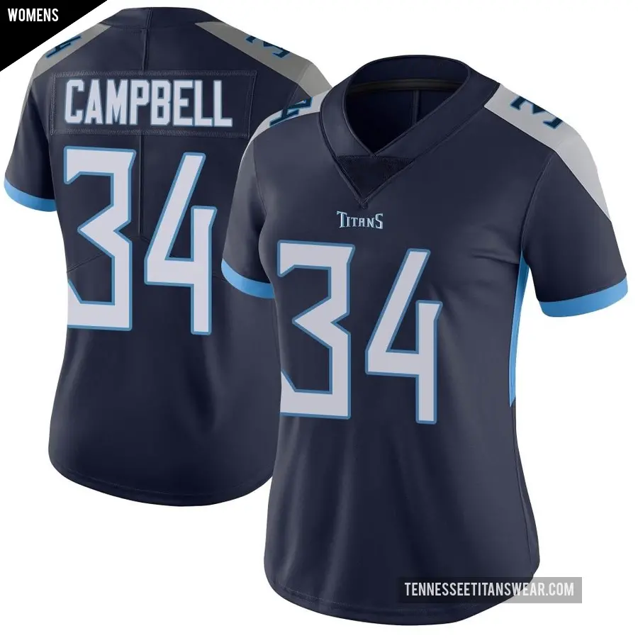 Women's Tennessee Titans ＃34 Earl Campbell Navy Limited Vapor Untouchable Jersey