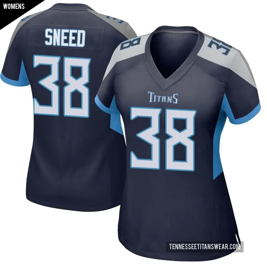 Women's Tennessee Titans ＃38 L'Jarius Sneed Navy Game Jersey