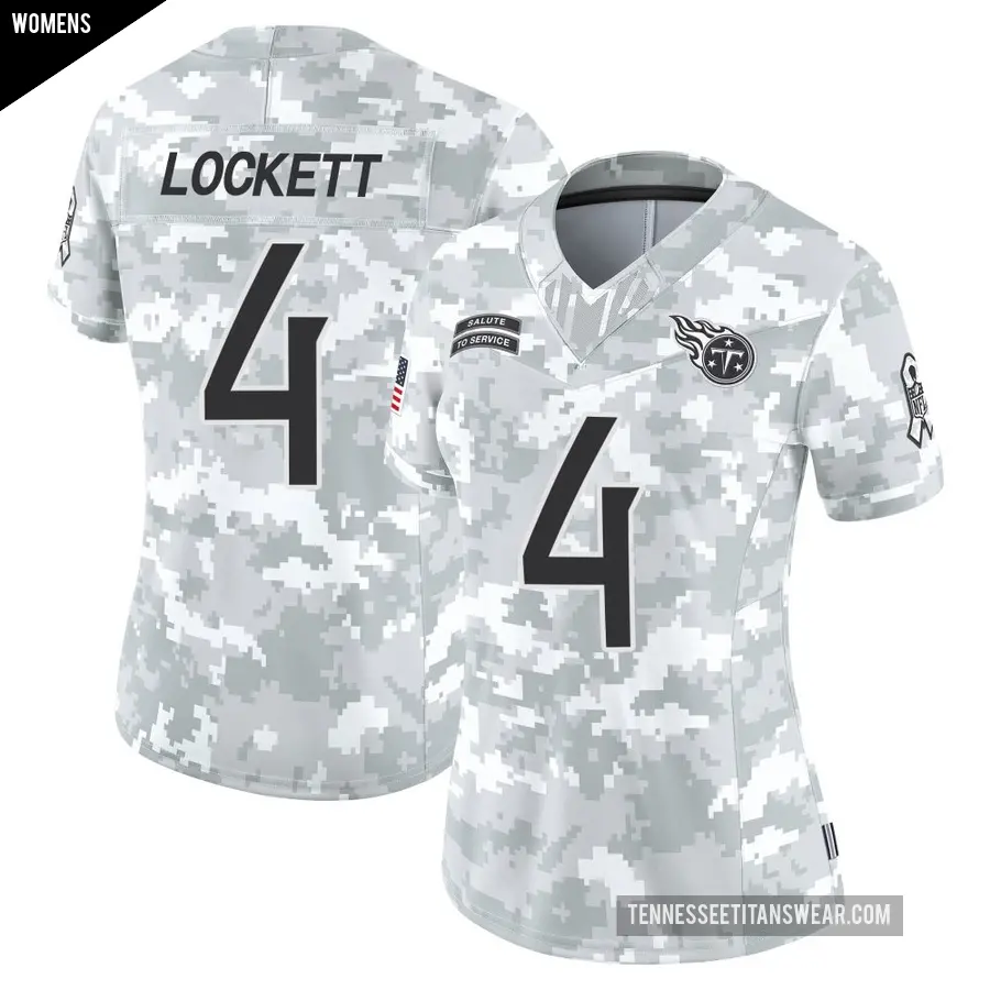Women's Tennessee Titans ＃4 Tyler Lockett Arctic Camo Limited 2024 Salute to Service Jersey