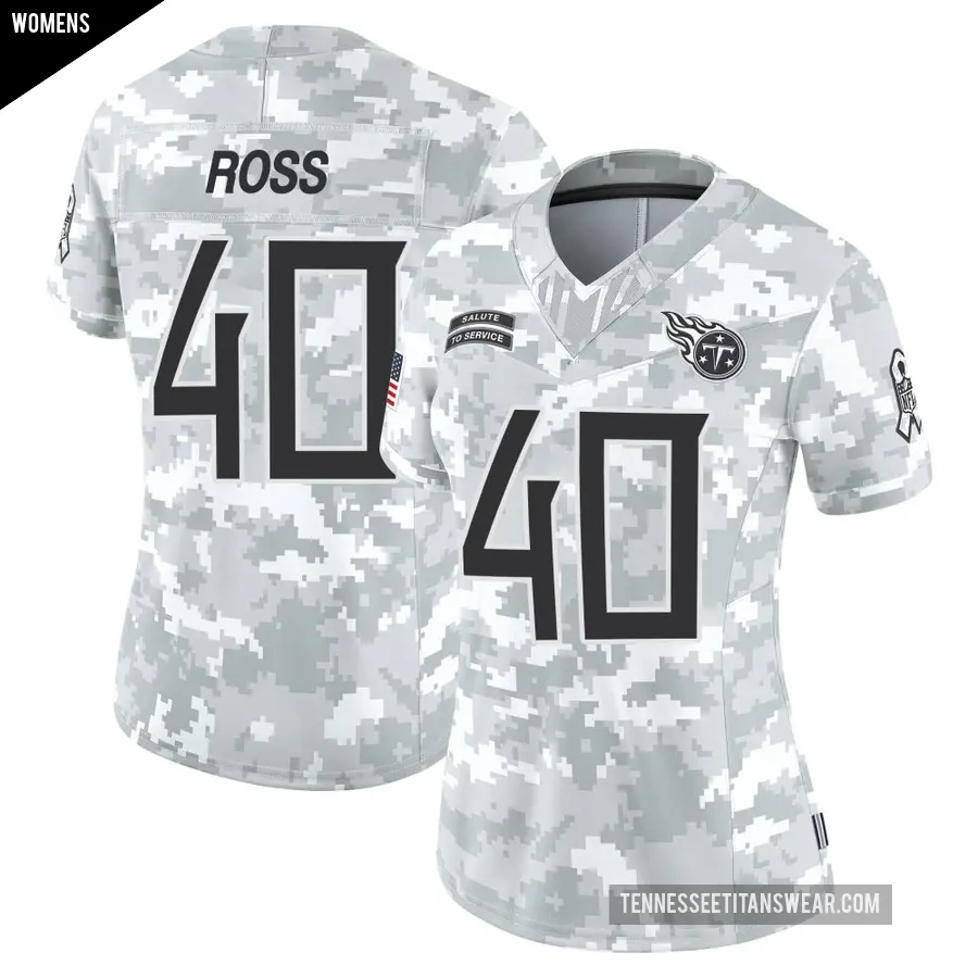 Women's Tennessee Titans ＃40 Davion Ross Arctic Camo Limited 2024 Salute to Service Jersey