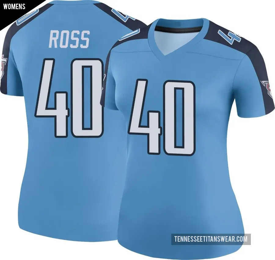 Women's Tennessee Titans ＃40 Davion Ross Light Blue Legend Color Rush Jersey