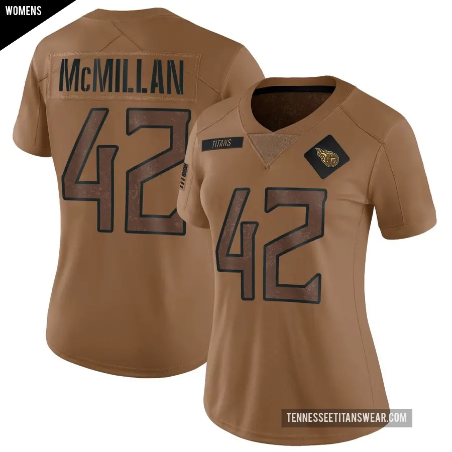 Women's Tennessee Titans ＃42 Raekwon McMillan Brown Limited 2023 Salute To Service Jersey