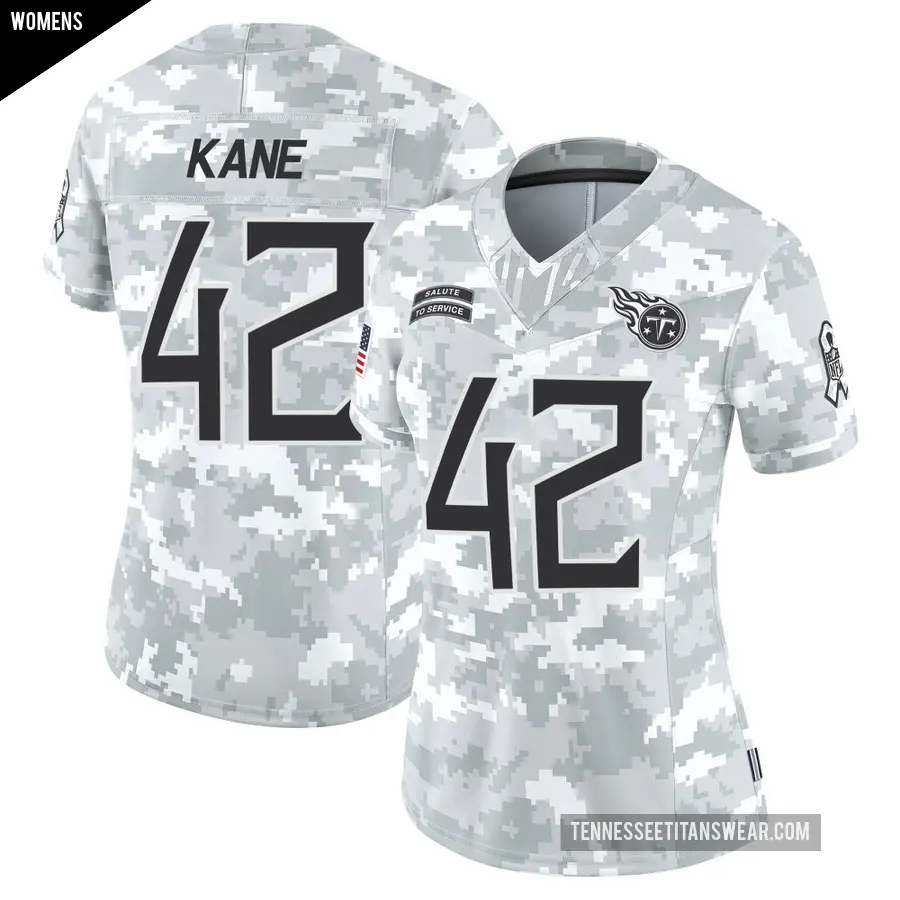 Women's Tennessee Titans ＃42 Sanoussi Kane Arctic Camo Limited 2024 Salute to Service Jersey