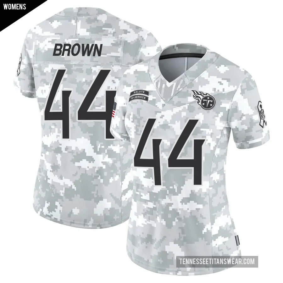 Women's Tennessee Titans ＃44 Mike Brown Arctic Camo Limited 2024 Salute to Service Jersey