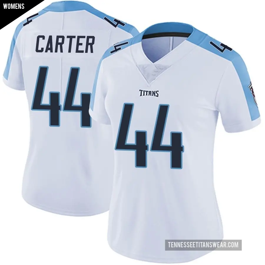 Women's Tennessee Titans ＃44 Tory Carter White Limited Vapor Untouchable Jersey