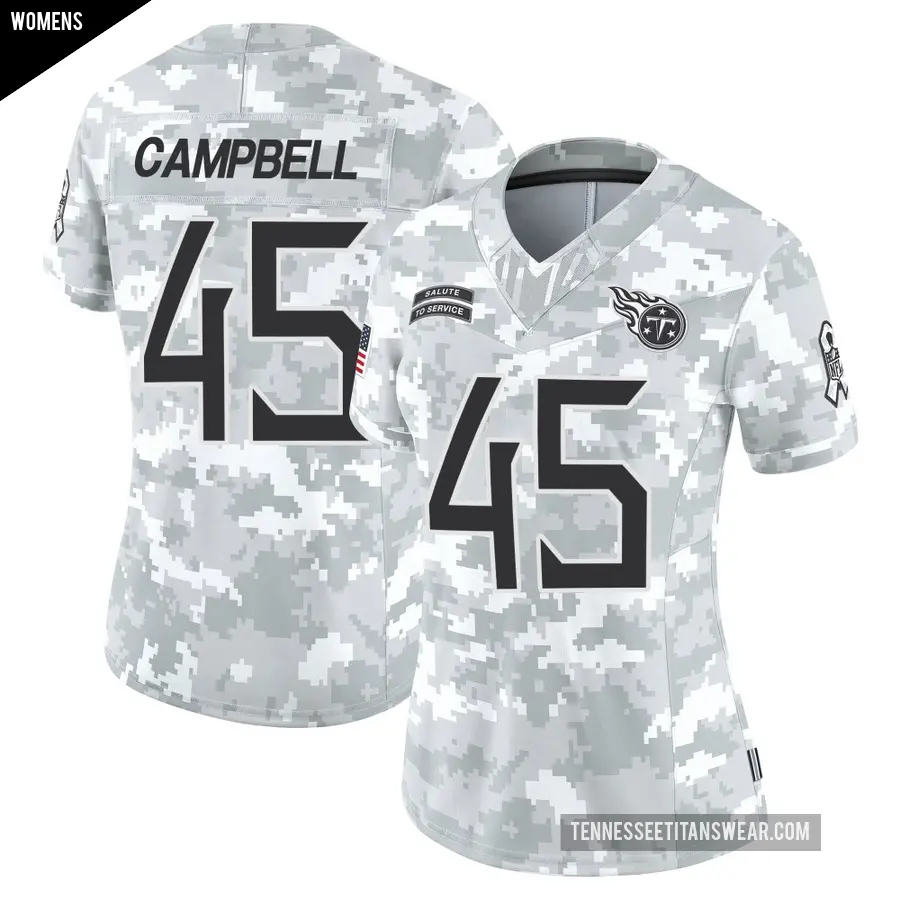 Women's Tennessee Titans ＃45 Chance Campbell Arctic Camo Limited 2024 Salute to Service Jersey