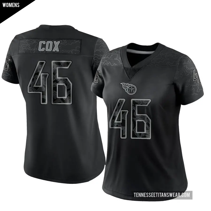 Women's Tennessee Titans ＃46 Morgan Cox Black Limited Reflective Jersey